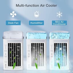 Draagbare Airco - Ventilatorkoeler Luchtkoeler - Persoonlijke Koeling - 4-in-1 Multifunctioneel - 12x14x26cm - Wit — thumbnail 4