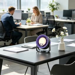 Bureauventilator - Ventilator met lamp - Comfort Binnen - 2-in-1 Draagbaar - 16 cm Hoog - Wit — thumbnail 2