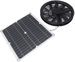 Zonnepaneel Ventilator - Ventilatieset Solar - Kleine Ruimtes Ventileren - Metalen Veiligheidsrooster - 25 cm Ventilator - Zwart — thumbnail 3