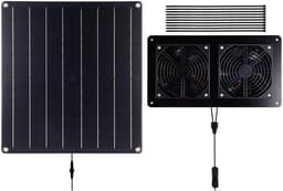 Zonneventilator Uitlaat - Zonne-afzuiger Ventilator - Ventilatie Buitenruimte - Krachtig 20W Zonnepaneel - 69.6 CFM Luchtstroom - Zwart — thumbnail 1