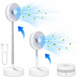 3-1 Ventilator Staand - Tafelventilator - Vloerventilator USB-C - 4 Standen - Draadloos en Geluidloos Fluisterstil - Fans - Staande Mini Ventilator - Kleine Statiefventilator - Aircooler - Mobiele Airco - 19,5 x 19,5 x 2,5 cm - Wit - Silvergear — thumbnail 1