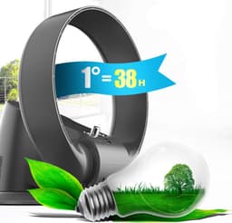 Bladeless Ventilator - Stille Wandventilator - Frisse Lucht Creëren - 180° Verstelbaar - 27 x 23.5 x 34 cm - Zwart/Grijs — thumbnail 5
