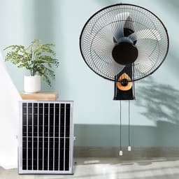 Wandventilator - Ventilator Zonne-energie - Ruimte Koelen - Verstelbare Kanteling Oscillatie - 16 Inch - Zwart — thumbnail 3