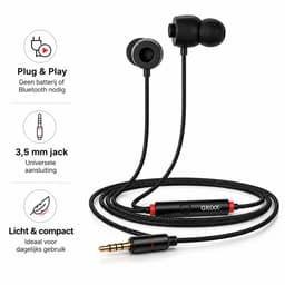 Grixx oordopjes met draad - 3.5mm jack - microfoon - handsfree bellen - Zwart — thumbnail 5
