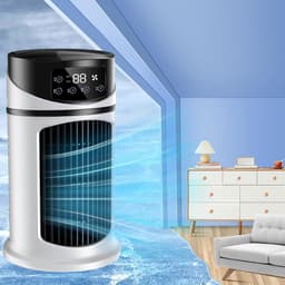 Draagbare Air Cooler - Kleine Ventilator - Persoonlijke Verkoeling - Met Sfeerverlichting - 16.5 cm - Wit — thumbnail 5