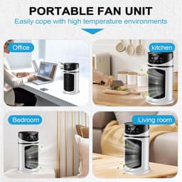 Draagbare Air Cooler - Kleine Ventilator - Persoonlijke Verkoeling - Met Sfeerverlichting - 16.5 cm - Wit — thumbnail 3