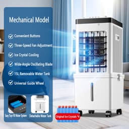 Verdampingsluchtkoeler - Mobiele Airco Ventilator - Ruimte Koelen - Grote Tank Capaciteit - 15 Liter - Mechanisch — thumbnail 4