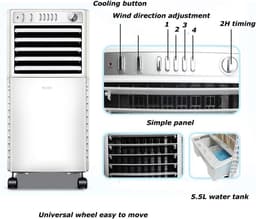 Sproeiventilator - Verdampingskoeler Mobiele Airco - Buitenkoeling en Luchtbevochtiging - 80 Graden Oscillatie - 65W - Ivoor Wit — thumbnail 3