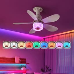 Kraftverdia® 3-in-1 plafondventilator met verlichting, RGB-muziek, afstandsbediening, stille ventilatorlamp, timer, moderne lamp voor woning (30W) [Energieklasse A+++] — thumbnail 5