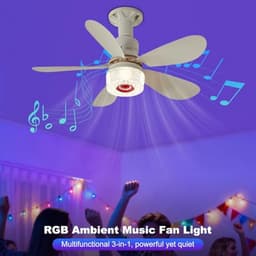Kraftverdia® 3-in-1 plafondventilator met verlichting, RGB-muziek, afstandsbediening, stille ventilatorlamp, timer, moderne lamp voor woning (30W) [Energieklasse A+++] — thumbnail 3