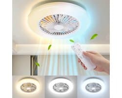 Aigostar Plafondventilator met verlichting - 6 Snelheden - Ø 49 cm - LED plafondlamp met ventilator - Dimbaar - Afstandsbediening - ventilator lamp - zomer- en wintermodus - Wit — afbeelding 1