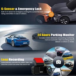 SnelShoppen - 4K Dashcam Voor en Achter, 4K+2K FHD Auto Camera met GPS, ADAS, APP, 150° Groothoek, Nachtzicht, G-sensor, Lusopname, 24/7 Parkeren — thumbnail 4