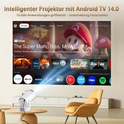 SnelShoppen - Mini Beamer 4K Projector met WiFi 6 & Bluetooth 5.4, Draagbare Smart Projector voor Buiten, 180° Rotatable, Voor Smartphone/PC/Laptop, P — thumbnail 2