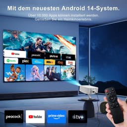SnelShoppen - 4K Projector | Native 1080P | Smart Projector met Android 14 | WiFi6 & Bluetooth 5.4 | Portable met Elektronische Focus & Automatische C — thumbnail 5