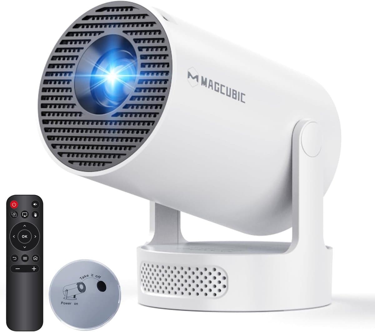 SnelShoppen - Mini Projector 4K Home Cinema met WiFi 6, Bluetooth 5.4, 180° Rotatie, 200 ANSI Lumens, 100-inch Beeld, Keystone Correctie, Ideaal voor — afbeelding 1
