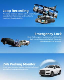 SnelShoppen - Dashcam 360 Graden - 4 Kanalen - 1080p + 720p - Wifi App Bediening - Nachtzicht - Loopopname - Parkeerbewaking - G-sensor - Auto Camera — thumbnail 3