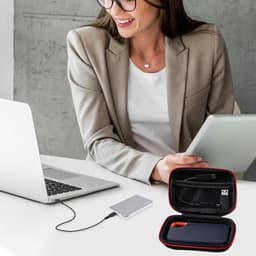 Beschermhoes voor externe harde schijf 11 cm x 8 cm x 4 cm - Draagbare externe SSD reistas organizer zwart — thumbnail 3