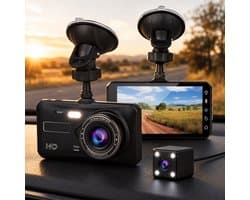 RaviSoll Dashcam Auto – Dual Dashcam Voor en Achter – Full HD Opname – 170° Groothoeklens – Parkeermodus – Nachtzicht – Eenvoudige Installatie