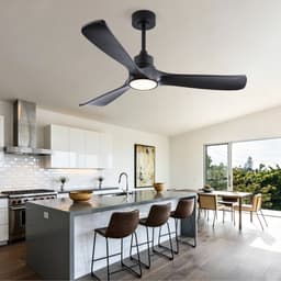 52 inch zwarte plafondventilator met licht en afstandsbediening - omkeerbare DC-motor - 3 instelbare kleurtemperaturen - geschikt voor binnen en buiten - modern design - ideaal voor slaapkamer en woonkamer — thumbnail 3