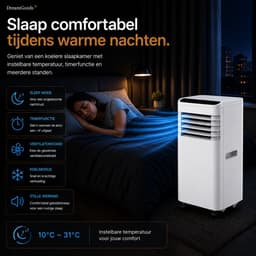 DreamGoods Mobiele Airco - 7000 BTU - 3-IN-1 Airco met Afvoerslang - Verkoelen, Ventileren & Ontvochtigen - Airco voor Slaapkamer - Airconditioning met Raamafdichtingskit — thumbnail 4