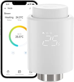 Slimme Radiatorthermostaat – ZigBee 3.0 – App Bediening – Temperatuurdisplay – Energiebesparend – Wit — thumbnail 1