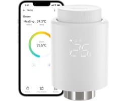Slimme Radiatorthermostaat – ZigBee 3.0 – App Bediening – Temperatuurdisplay – Energiebesparend – Wit