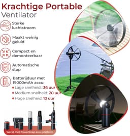Caliber Draadloze ventilator met Standaard - Kantelbaar en Draaibaar - Fluisterstil en krachtig - 2 Standen - Inclusief LED Lamp - Accu niet meegeleverd - Werkt met PowerSnap Accu Platform (CPS-FAN) — thumbnail 5