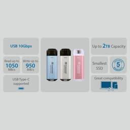 Draagbare SSD - Externe Opslag - Bestanden Overzetten - Compact Schokbestendig - 1 TB - Roze — thumbnail 4