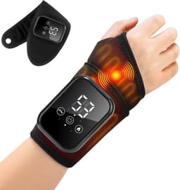 KZQ Draadloze polsverwarmingsband met 3 warmtestanden en vibratie - Oplaadbaar voor hand pols elleboog en enkel - Warmtetherapie en massage voor kantoor en gamers - Zwart — thumbnail 1