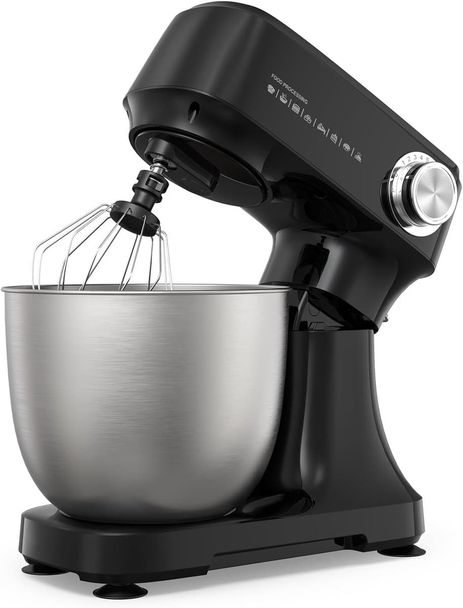 Keukenmachine 4,5 Liter – 300W Keukenmixer met 12 Snelheden & Pulsfunctie, RVS Mengkom, Deeghaak, Menghaak & Garde – Compacte Standmixer voor Brooddeeg, Cake en Room — afbeelding 1