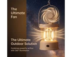 Draagbare LED-kampeerlantaarn met ventilator, 2-in-1 opvouwbaar ontwerp, 18x10 cm, elektrische kampeerlamp met ventilator, oplaadbare buitenlamp, heldere en efficiënte LED-verlichting, voor wandelen, tent, camper en reizen. — afbeelding 1