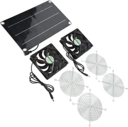 Zonneventilator - Draagbare ventilator - Ventilatie buiten - Dubbele uitlaat - 46x21x4 cm - Zwart — thumbnail 3