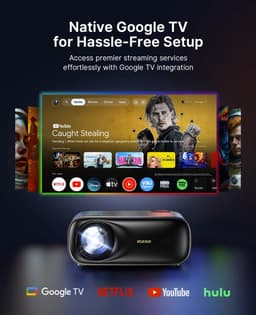 Beamer 1080p smart projector met Google TV autofocus HDR WiFi Bluetooth 800 ANSI lumen thuisbioscoop ondersteuning — thumbnail 5