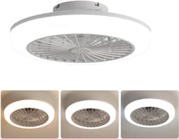 DESMIU Plafondventilator Met Verlichting 46 Cm - Dimbare Led En Reversibele Functie Met Afstandsbediening - Voor Slaapkamer En Woonkamer - Abs Wit — thumbnail 3
