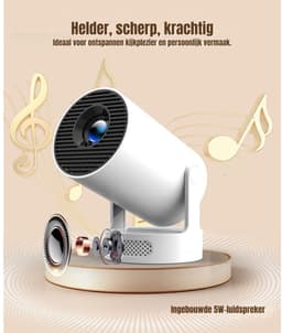 KIRA® Mini Beamer - Mobiele Thuisbioscoop inclusief Apps - Smart Mini Beamer met WiFi & Bluetooth - Wit - 10cm x 10cm x 18cm — thumbnail 3