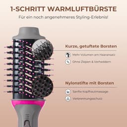 Haarborstel voor haardroger en volume, 1200 W styler met negatieve ionen, anti-kroes, cilinder van titanium keramiek, stijlborstel — thumbnail 3