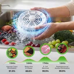 Bestrijdingsmiddelenwasmachine - Groente- en fruitwasmachine - 15W krachtige vortex - 4 instelbare snelheden - Groente- en fruitreiniger - 10,4 x 6,0 cm - Wit — thumbnail 3