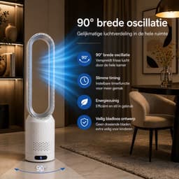 HomeGoodies Bladloze Ventilator met Afstandsbediening – Stil – 8 standen - 90° Oscillatie & Timer – Slaapkamer & Woonkame - Goud — thumbnail 5
