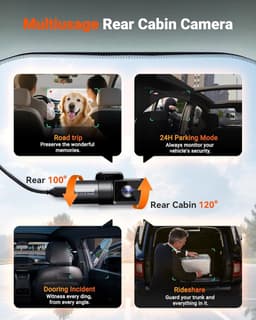 Dashcam - 4-kanaals - Hoge resolutie video-opnames - Nachtzicht met infrarood - Voor auto — thumbnail 3