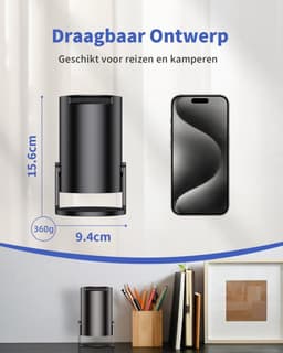 QIN® Draagbare beamer - Beamer - Projector - Mini Beamer - Zwart - 9cm x 9cm x 16cm — thumbnail 4