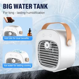 Mini airconditioner - Draagbare airconditioner - Draagbare airconditioner voor de slaapkamer - Draagbare airconditioner met ventilator - Oplaadbare persoonlijke luchtkoeler - Geschikt voor slaapkamer, reizen, kantoor, buiten en binnen - Blauw — thumbnail 3