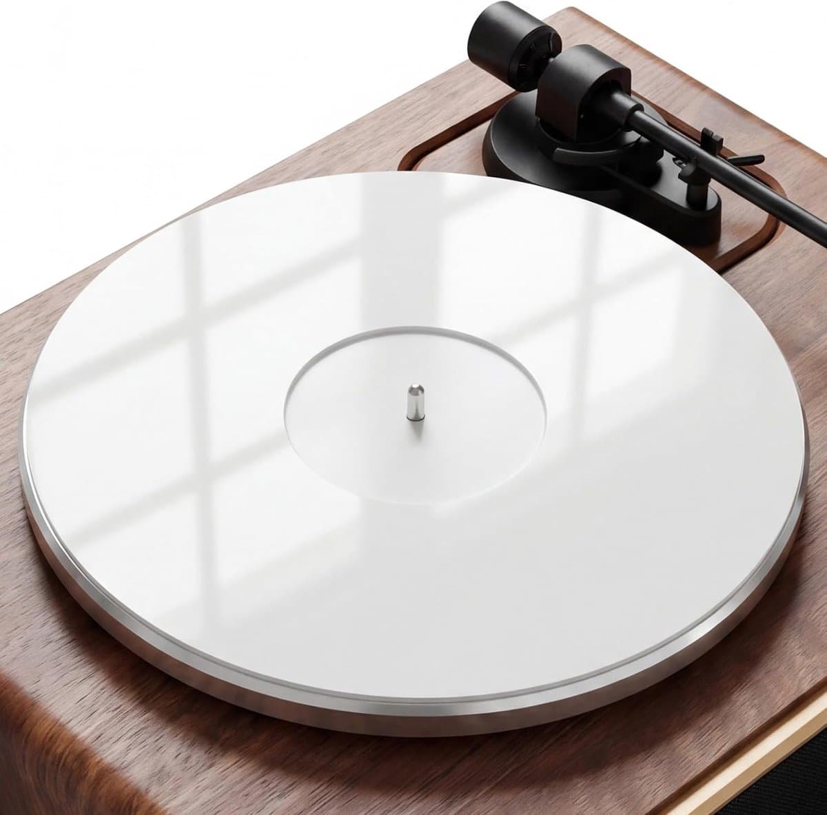 Acryl Platenspeler Mat - 3 mm & Label Uitsparing - 300 mm - Antistatisch - Geschikt voor 12 Inch LP & Vinyl Platenspelers - Wit — afbeelding 1
