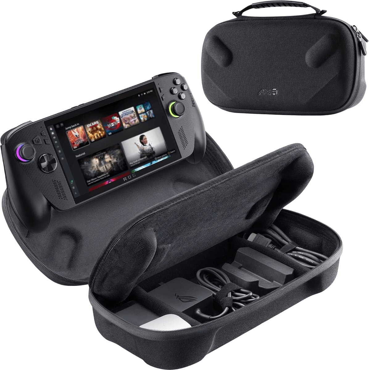 JSAUX Double-Decker Travel Case voor ROG Xbox Ally X & ROG Xbox Ally - Dubbele Opberglaag - Schokbestendig - Zwart - BG0136 — afbeelding 1