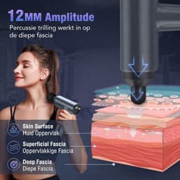 JCP® Massagengun - Massage Gun - Massage Pistool - Grijs - 19cm x 18cm x 6cm — thumbnail 4