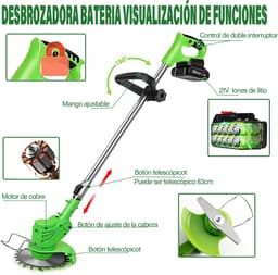 Elektrische Bosmaaier - Draadloze Grastrimmer - Tuinonderhoud - Verstelbaar Telescoop - 15 cm Snijdiameter - Groen — thumbnail 5
