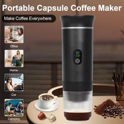 Draagbaar Koffiezetapparaat - 3-in-1 espressomachine – Met led-display – 20 bar druk en indicatoren voor temperatuur en batterijniveau in realtime – Geschikt voor gemalen koffie en capsules – Ideaal voor op reis, op kantoor en in de camper – Grijs — thumbnail 5