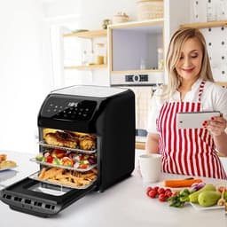 Heteluchtfriteuse - Airfryer Oven - Gezond Koken - 12 Programma's - 12 Liter - Zwart — thumbnail 2