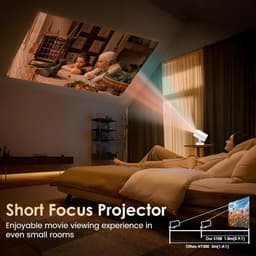 Beamer met WiFi 6 en Bluetooth 5.4, draagbare overheadprojector, mini-projector, ondersteunt 4K 1080p, automatische keystone, rotatie 270°, compatibel met HDMI/tv-stick/laptop — thumbnail 3