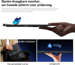 Blackview SCM5 Portable Monitor - 14 inch Full HD IPS Dubbel Scherm - Laptop Scherm Uitbreider - Inclusief Kabels - Grijs — thumbnail 5