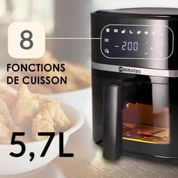 Airfryer Zonder Olie - Hete Lucht Oven - Gezond Koken - Snelle Gelijkmatige Bereiding - 5.7 Liter - Zwart — thumbnail 3
